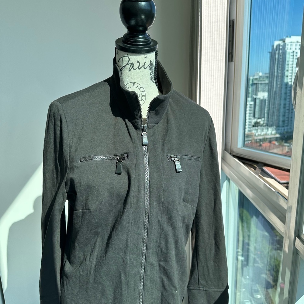Sleek Chocolate Brown Jersey Zip Up from Margareta